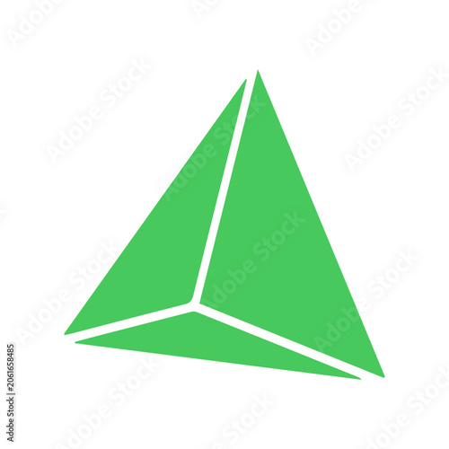 Abstract Green Tetrahedral Pyramid Shape Icon Design Vector