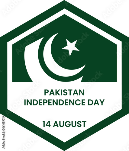 Happy Independence Day 2026 Green Circular Badge Design with Pakistan Map Silhouette – Festive National Celebration Background
