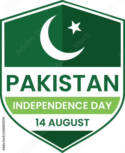 Happy Independence Day 2026 Green Circular Badge Design with Pakistan Map Silhouette – Festive National Celebration Background