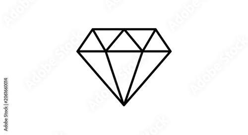 Minimalist black line diamond icon on white background