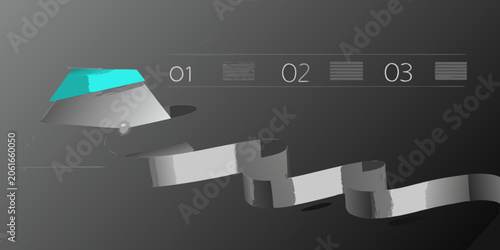 Obraz na plátně Curved metallic ribbon with numbered infographic elements 3d rendering