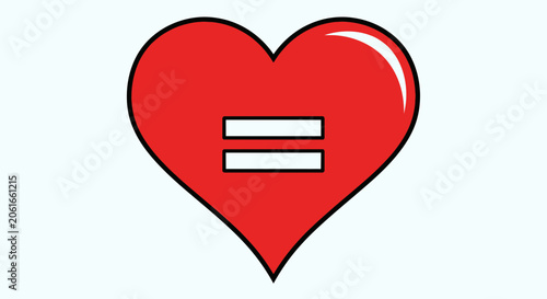 Red Heart Shape with Equality Symbol Concept Illustration