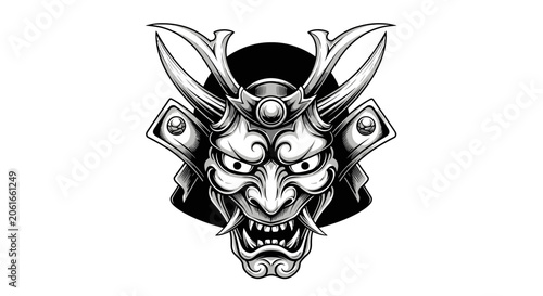Samurai Oni Mask Graphic Illustration