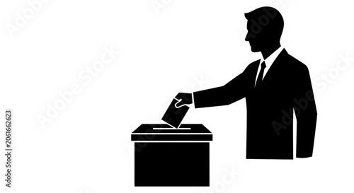 Φωτογραφία Man in suit casting ballot into box symbolizing democracy