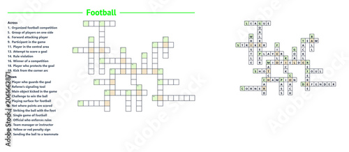 Football crossword puzzle layout with clues and answers  