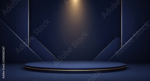 Minimalist empty stage with spotlight on dark background