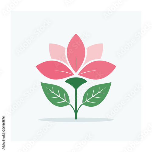 Pink and green flat design flower vector