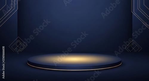 Modern minimalist floating tablet on dark abstract background