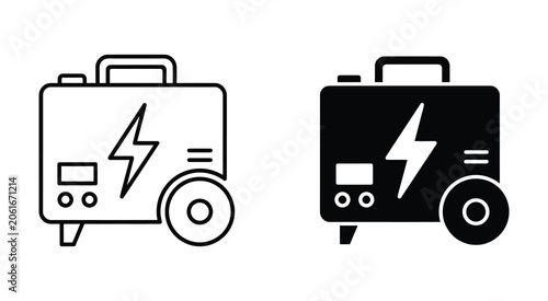 Bilde på lerret Portable power generator supply icon in outline and solid vector design