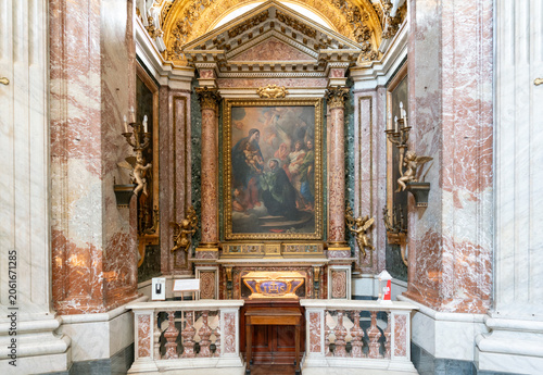 The relics of Saint Stanislaus Kostka in a side chapel of Sant'Andrea al Quirinale baroque styled church in Rome, XVII century work of the famous architect Lorenzo Bernini, Italy	
