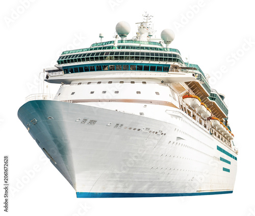Foto Cruise ship isolated on white background, modern ocean liner