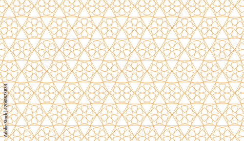 Seamless Orange Line Art Geometric Tile Pattern