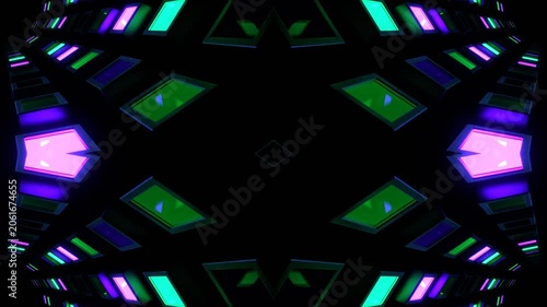 Purple and Turquoise Slowed Rotation Strobe Kaleidoscope Background VJ Loop in 4K