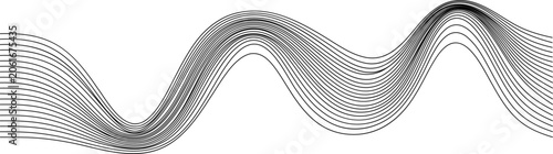 Abstract black wavy lines flowing across a white background in a clean minimal design, ideal for modern branding, technology, wallpaper, or creative presentation use.