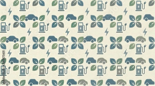 Sustainable fuel sources for electric vehicles eco-friendly design pattern art digital graphics modern concept