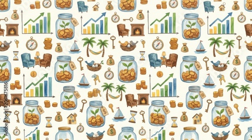 Investment strategy financial growth business environment colorful pattern creative viewpoint wealth concept