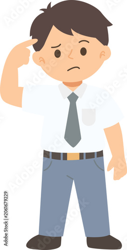 flat illustration of high school boy with pose
