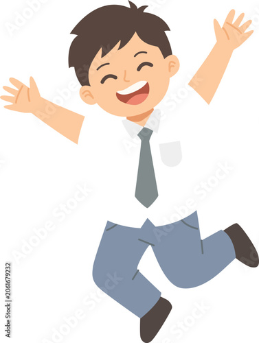 flat illustration of high school boy with pose
