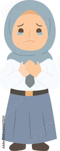 flat illustration of high school girl with pose
