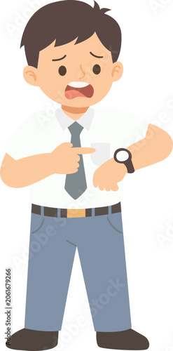 flat illustration of high school boy with pose
