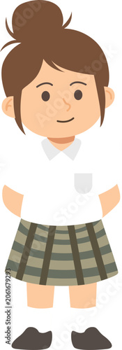 flat illustration of high school girl with pose
