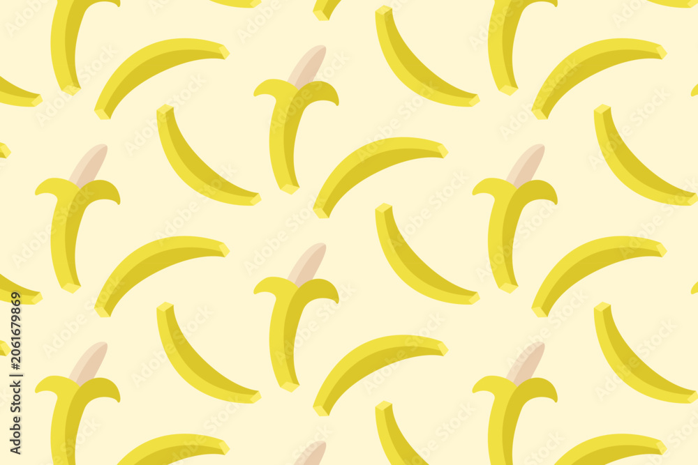 Obraz premium Banana seamless pattern with ripe bananas tropical fruit repeat background