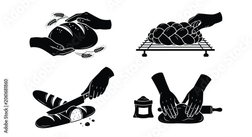 Konstfotografi Baking Process With Bread And Wheat Black Silhouette