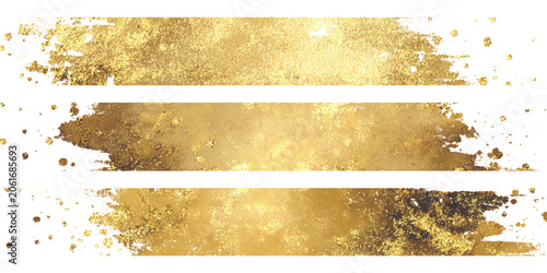 Luxurious gold foil glitter brush strokes and metallic watercolor texture banner set vector illustration background.