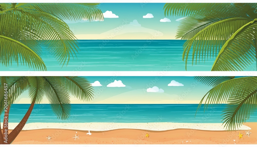 Fototapeta premium summer vacation banners with tropical beach