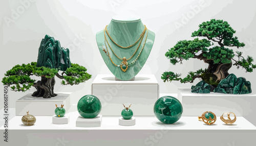 Foto Jade jewelry on display table.