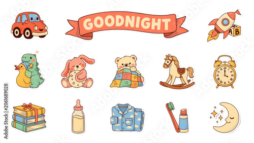 Colorful flat icons set of everyday objects and activities for social media or website