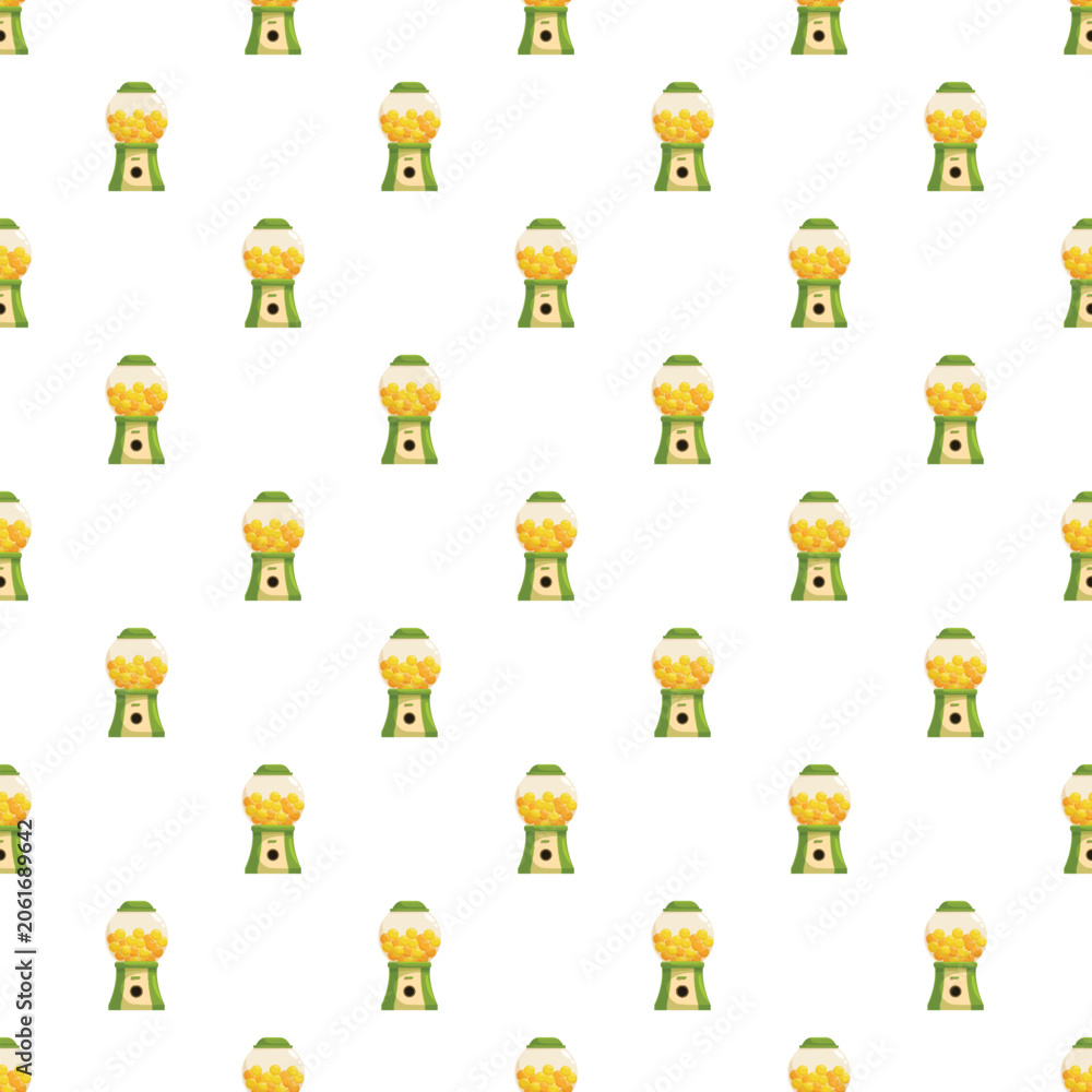 Fototapeta premium Gumball vending machines with yellow candies creating a seamless pattern