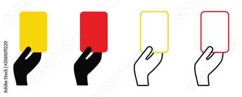 Φωτογραφία Football Referee Card Icon Set Vector, Yellow and Red Penalty Card Symbols for S
