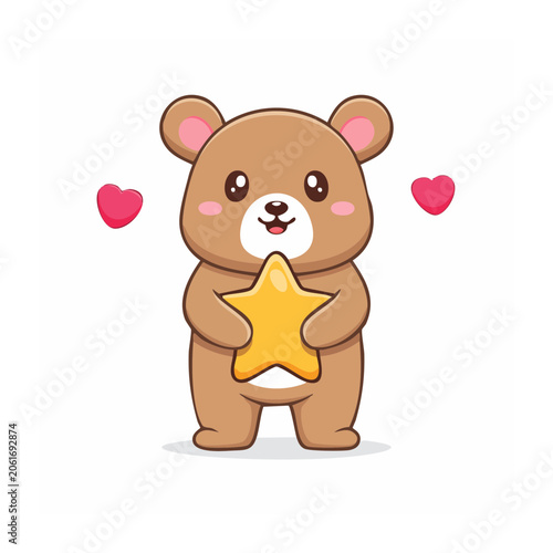 Cute cartoon pig with heart and ribbon