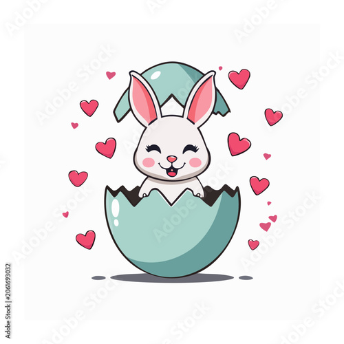 Flat design heart with smiley face and love symbols