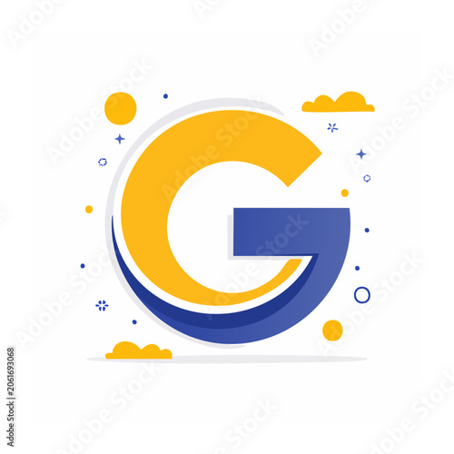 Flat design loading icon with blue circle and yellow arrow
