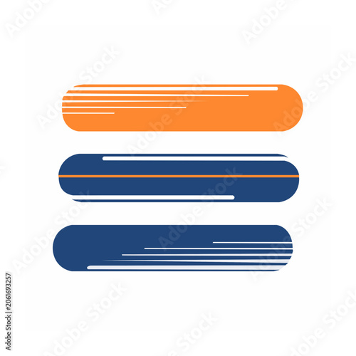 Stacked flat ribbons in orange and blue