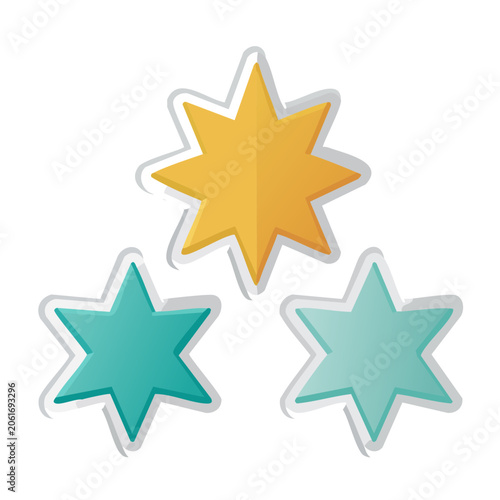 Three colorful star icons on transparent background