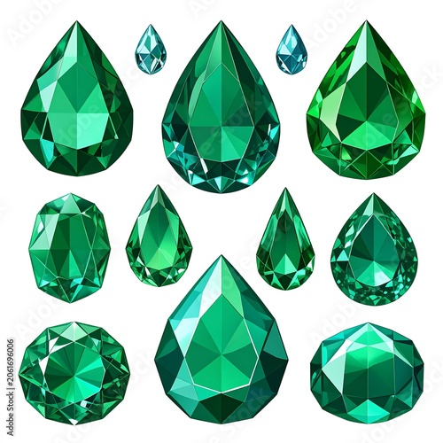 Close up of green gemstone clusters on black background.
