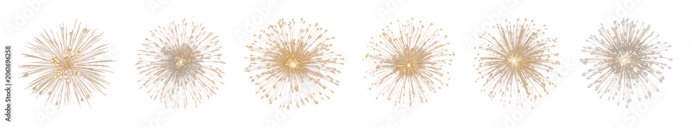 Obraz premium PNG Golden festive fireworks display on transparent background