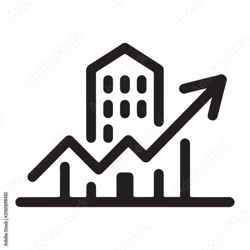 фотографія A vector icon representing realestate growth with a building silhouette and a ri