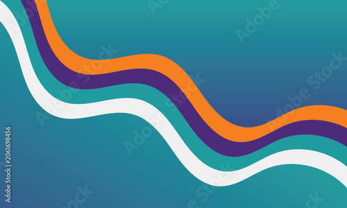 Abstract Teal Purple Orange Wavy Lines Gradient Background