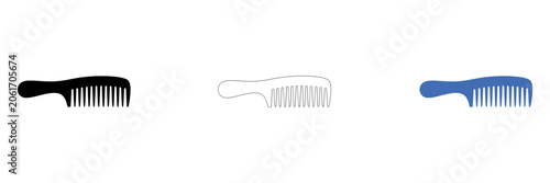 Tableau sur toile Three different hair combs set isolated on transparent background, Vector