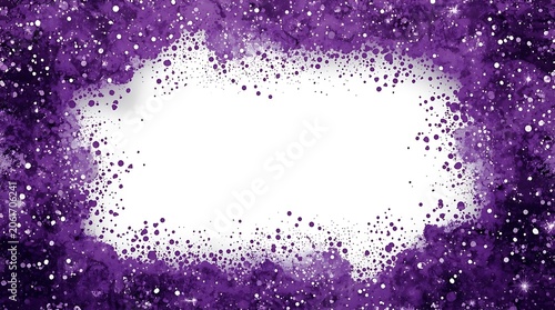 Abstract Purple Glitter Frame with White Center.