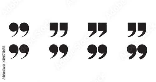 фотографія Black quote mark icon set for typography and editorial graphic design elements on transparent field