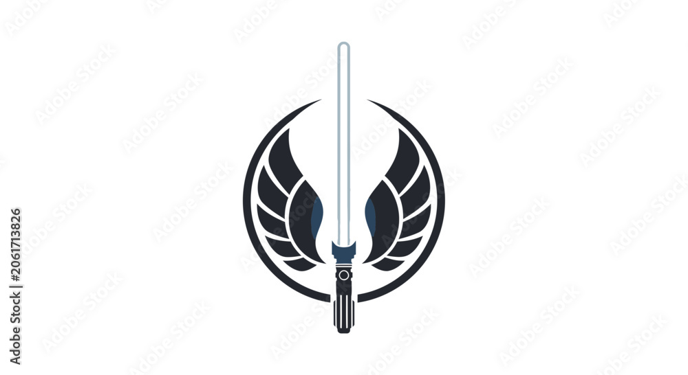 Fototapeta premium Jedi Order Symbol with Lightsaber and Wings - Sci-Fi Emblem