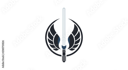 Jedi Order Symbol with Lightsaber and Wings - Sci-Fi Emblem