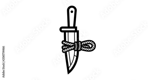 Knife with Sheath and Rope Tied Around It - Vector Illustration