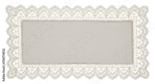 Rectangular paper lace doily with a solid center for crafts and decorative wedding invitations