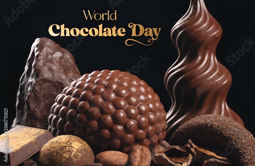 World Chocolate Day Celebration with Assorted Gourmet Chocolates and Cocoa Treats.